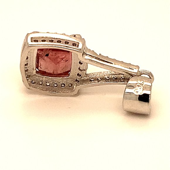 Red Tourmaline 1.90ct White Gold Silver Pendant - Picture 5 of 6